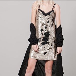 Sister co of Zara- Gold and Teal Sequence Dress